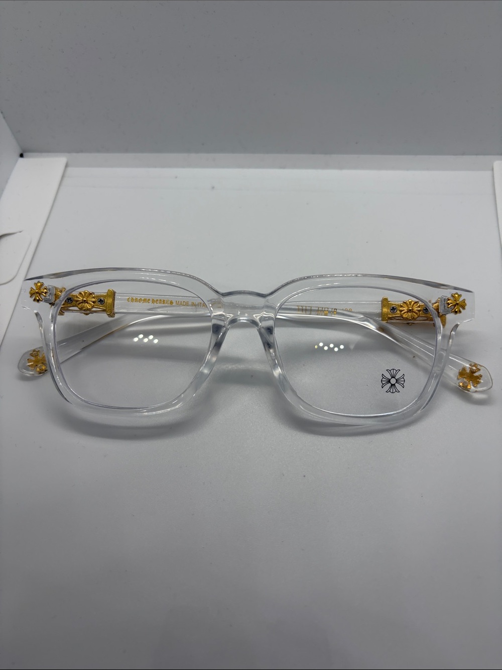 Chrome Hearts Clear Frames with Gold Accents